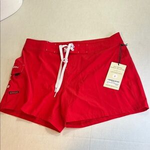 MAUI RIPPERS WOMENS LIGHTWEIGHT STRETH DRAWSTRING RED BOARD SHORTS SZ 8